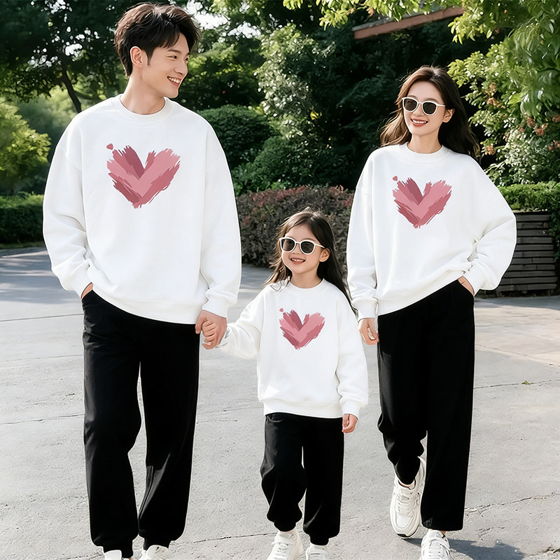 เสื้อสเวตเตอร์แขนยาวครอบครัวสำหรับพ่อแม่ลูกฤดูใบไม้ร่วง รุ่นใหม่ ผู้ชาย ผู้หญิง เด็กชาย เด็กหญิง เสื้อสเวตเตอร์คอกลมสำหรับทั้งครอบครัว
