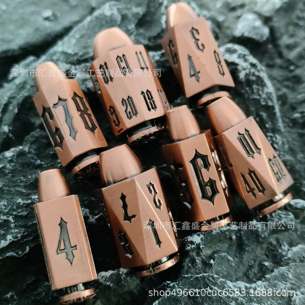 D D20coc Dungeon และ Dragon ลูกเต๋าคอสเพลย์ชุดโลหะ DND วิ่งทีม RPG Polyhedron ลูกเต๋า Bullet 2EO4