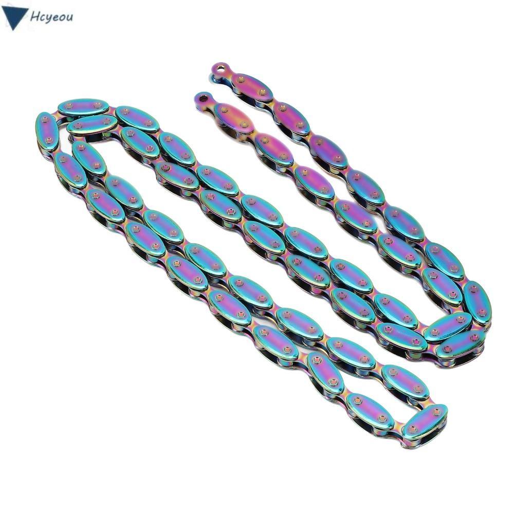 HCYEOU โซ่จักรยานความเร็วเดี่ยว, รักบี้ Rainbow FIXED Gear Chain, เหล็กแมงกานีสทนทาน 100 Links โซ่จั