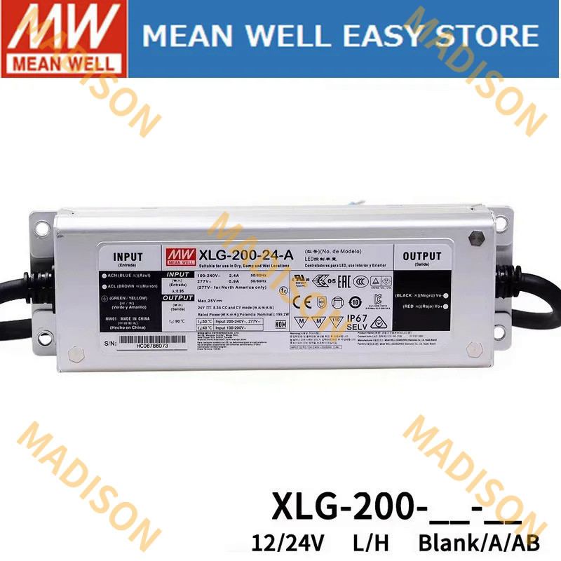 MEAN WELL XLG-200 XLG-200-12-A XLG-200-24-A XLG-200-HA XLG-200-LA XLG-200-H-AB XLG-200-L-AB MEAN XLG