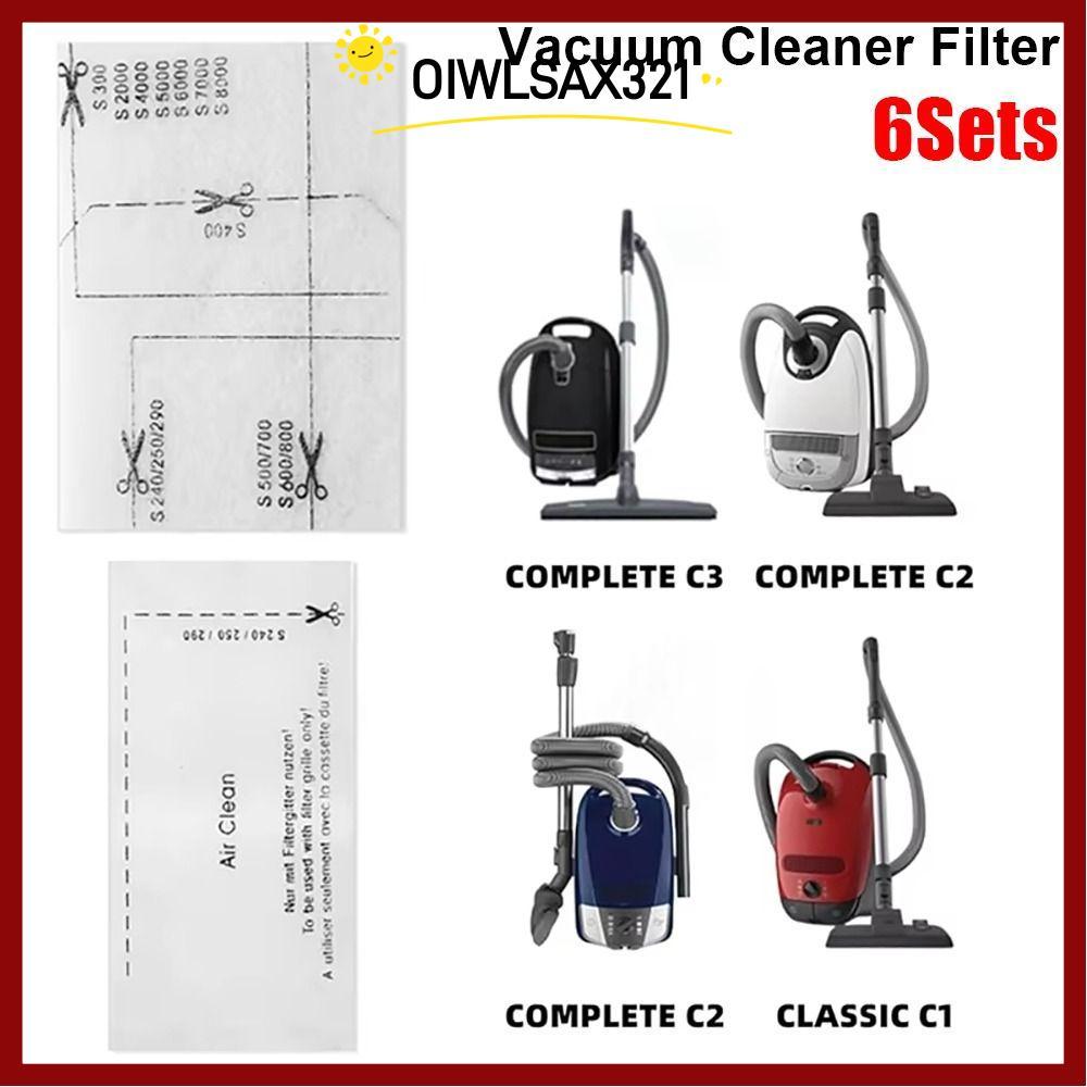 OIWLSAX321 6 ชุดเครื่องดูดฝุ่น, Air Clean ไอเสียกรองผ้าฝ้าย,แพ็คเครื่องใช้ในบ้านอะไหล่สําหรับ Miele 