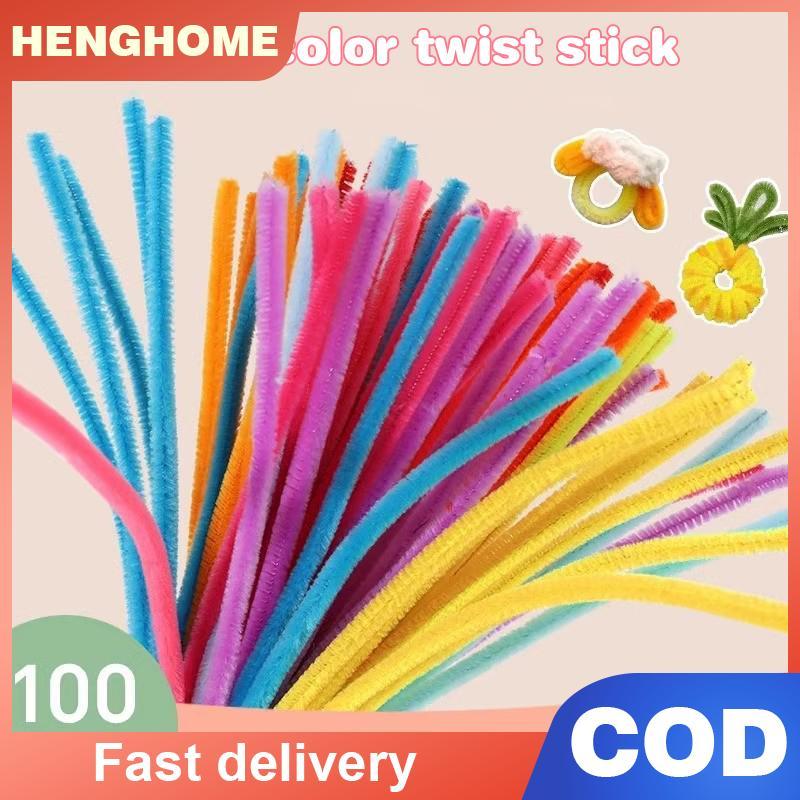 [HENGHOME] 100 ชิ้น Fuzzy ลวด Chenille Stems DIY แถบ Twist Bar Anvil Wire Craft ท่อหัตถกรรมวัสดุ Plu
