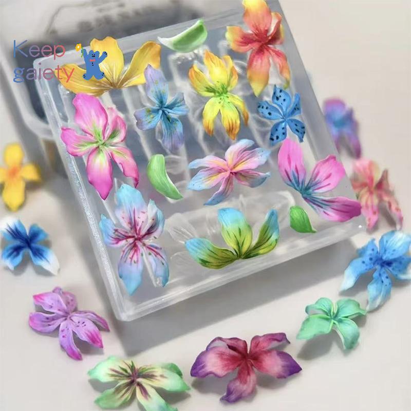 3D แม่พิมพ์ซิลิโคนลายดอกลิลลี่ ดอกเล็บ DIY สําหรับเรซิ่น แกะสลักเล็บ พร้อมเครื่องมือออกแบบ