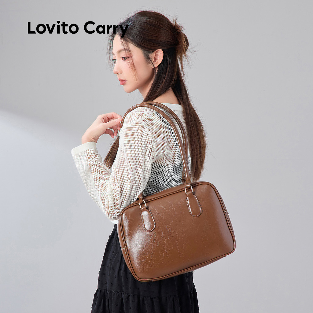 (Lovito Carry) กระเป๋าสะพายข้างผู้หญิงหนัง PU คุณภาพสูงแบบลำลองขนาดเล็ก LR19E073 ราคา ถูกที่สุด ดีลบีเคเค แกลเลอรีภาพที่ 8