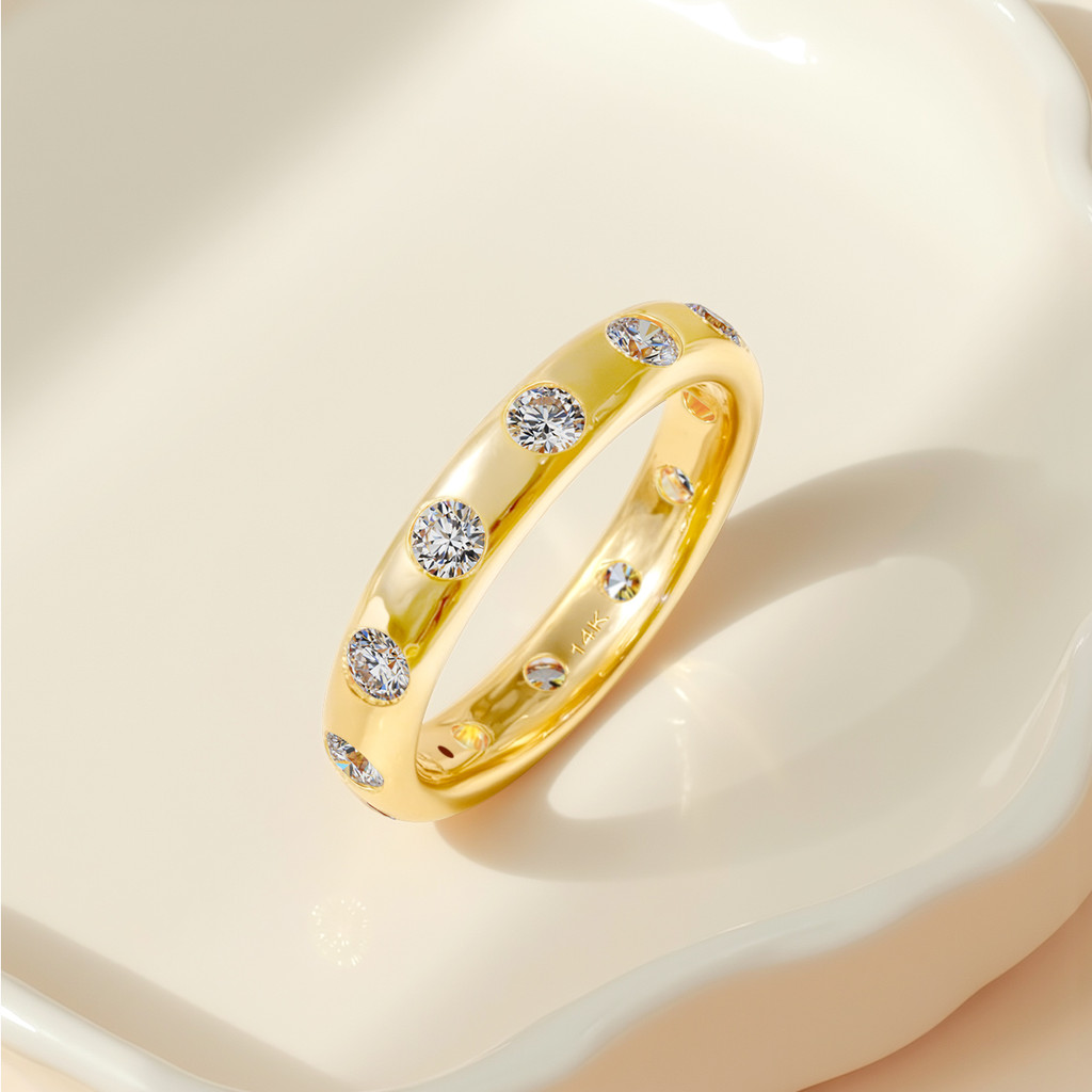 แหวนแต่งงานสำหรับเธอ Au585 14K Gold พร้อมเพชร Moissanite ของขวัญหมั้นสุดพิเศษ