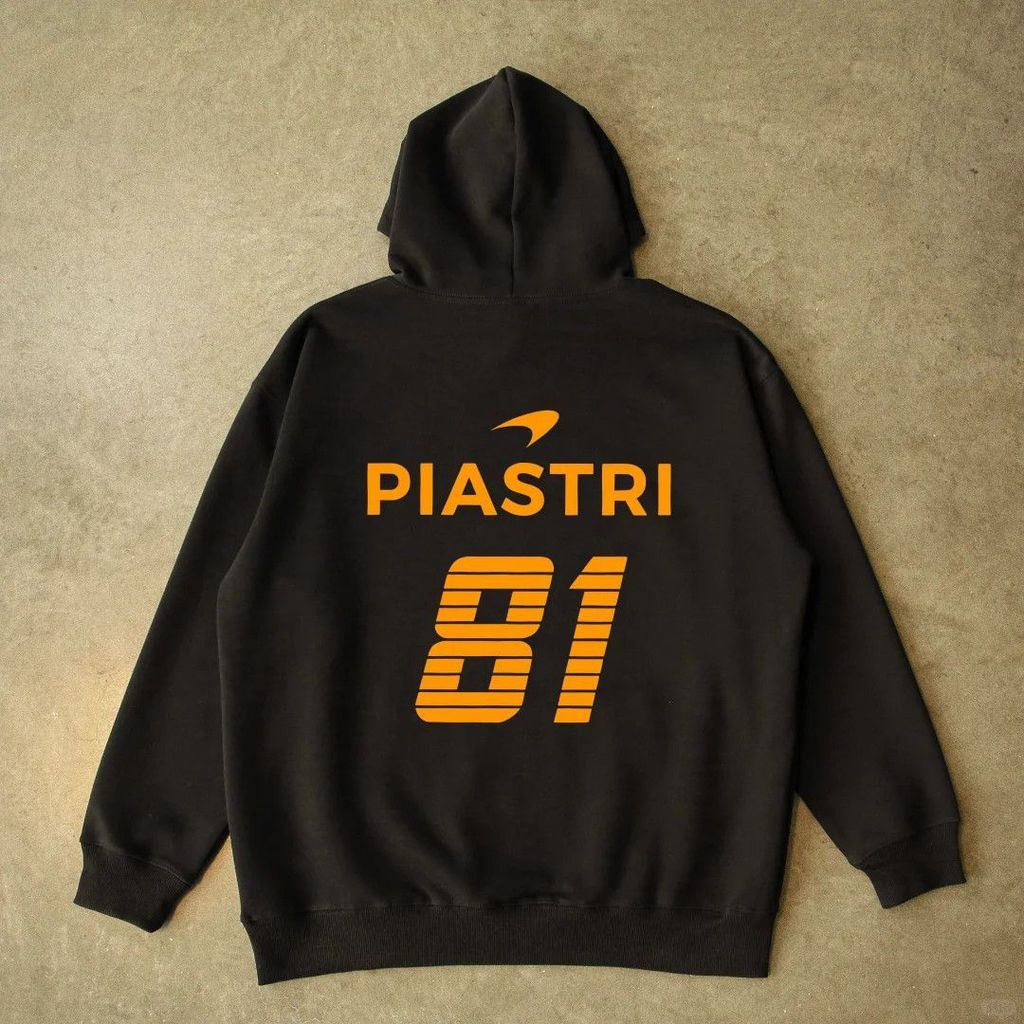 สเวตเตอร์สไตล์แข่ง F1 หมายเลข 81 PIASTRI สีดำแขนยาว