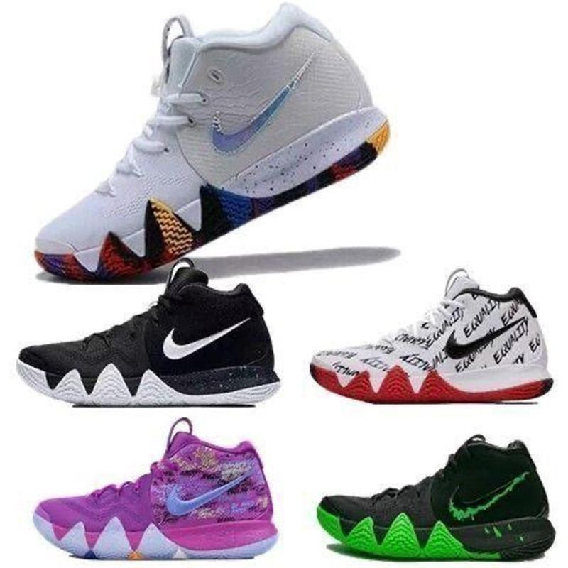 รองเท้าบาสเก็ตบอล Kyrie 4 สีดำมันเงา สำหรับผู้ชายและผู้หญิง ออกแบบมาเพื่อความทนทานและความสะดวกสบาย