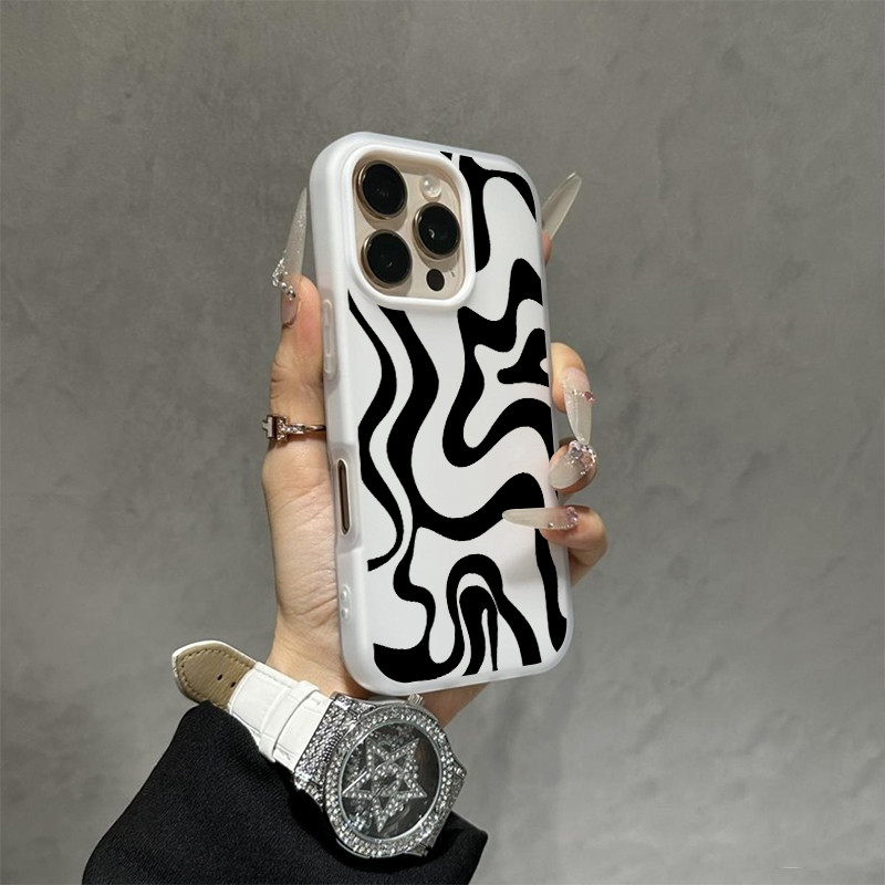 เคสโทรศัพท์แบบ 2 in 1 ซิลิโคนใส เคสเยลลี่ เคสไอโฟน 13 เส้นโค้งดำขาว  สำหรับ iPhone17 16 15 14 13 12 11 Pro Max X XR XS ราคา ถูกที่สุด ดีลบีเคเค แกลเลอรีภาพที่ 8