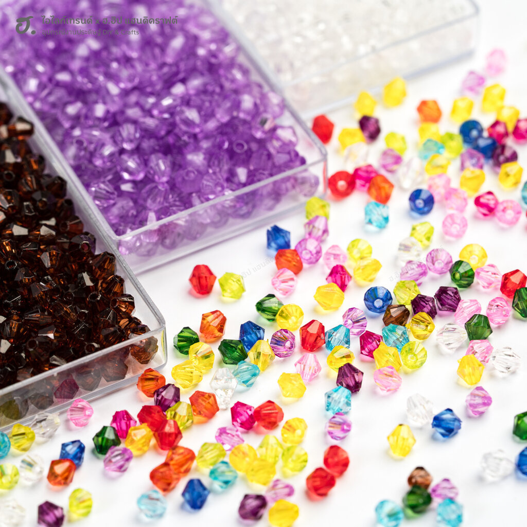 ลูกปัดคริสตัลอะคริลิคทรงไบโคน ขนาด 4 มม.