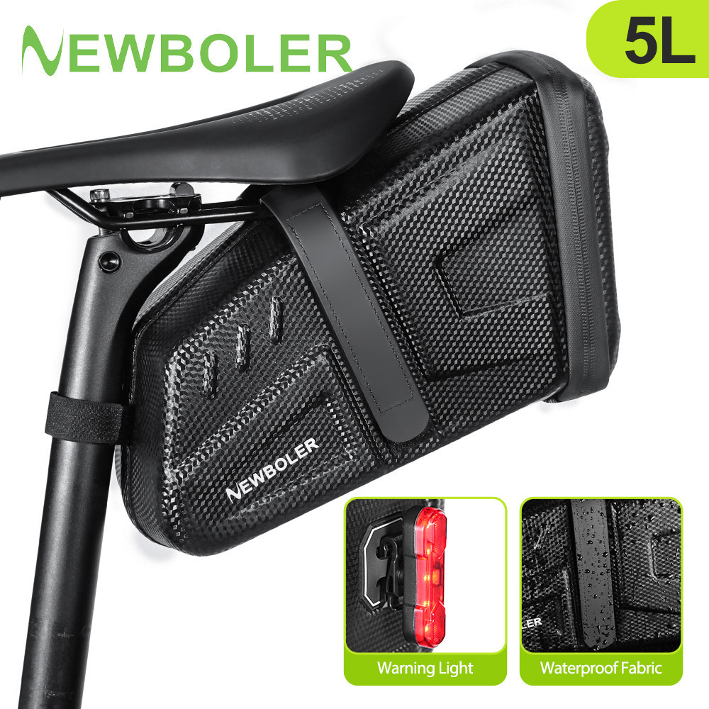 กระเป๋าอานจักรยาน Newboler 5L EVA ขนาดใหญ่ ทนทาน และกันน้ำ เหมาะสำหรับจักรยานเสือภูเขาและจักรยานเสือหมอบ พร้อมแถบสะท้อนแสง