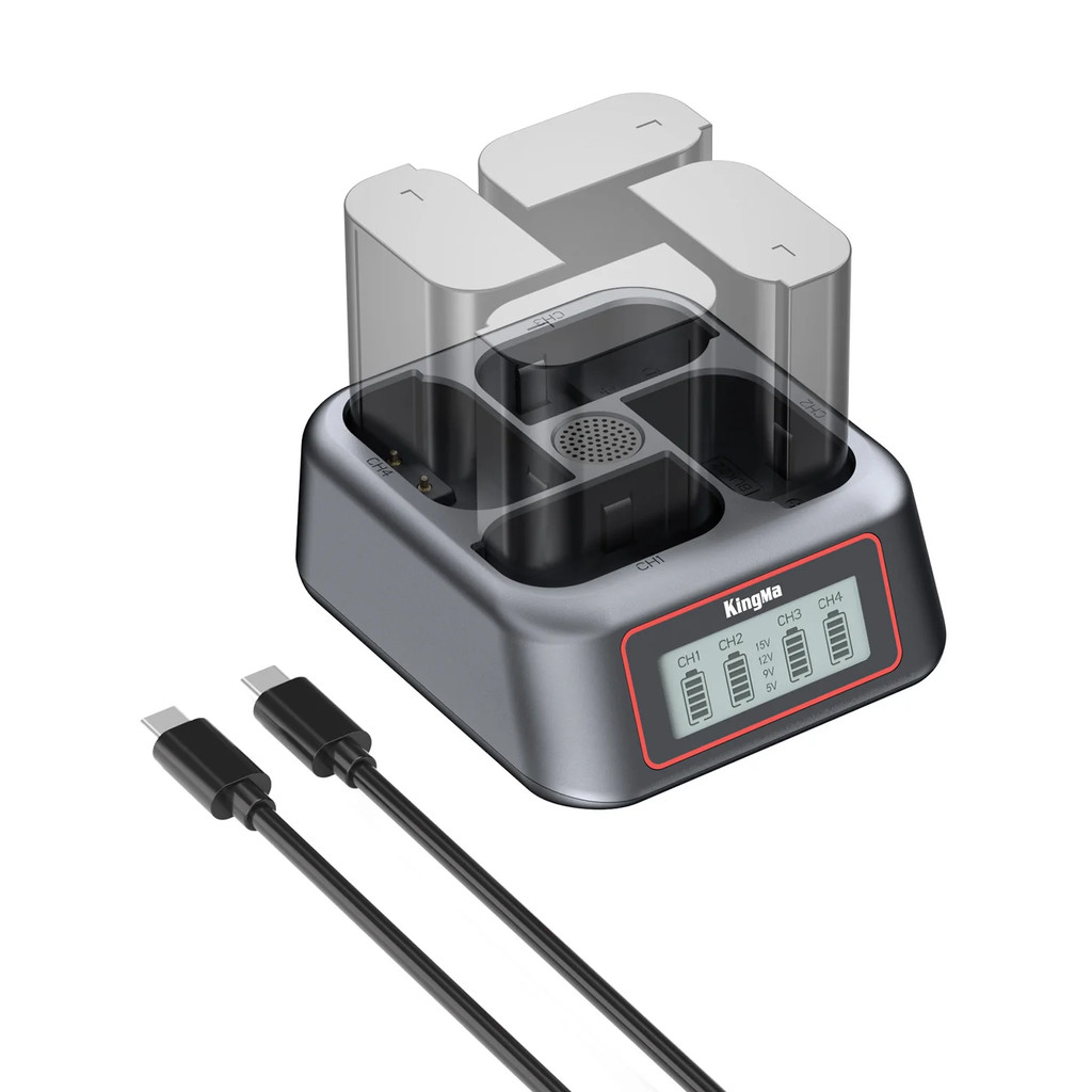 4-Slot 45W PD USB-C Fast Charger สําหรับ DMW-BLK22 w/LCD, สําหรับ Panasonic GH7, S9, GH6, S5 II, G9 