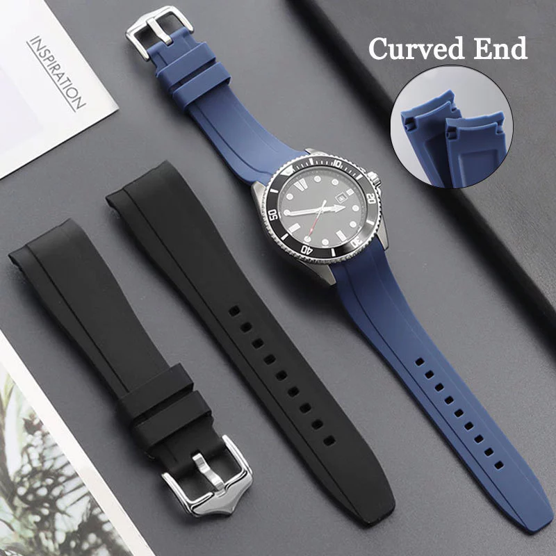 SWATCH ปลายโค้งสายนาฬิกาซิลิโคน 20 มม. 22 มม. สําหรับ โอเมก้า สําหรับ ตัวอย่าง ดวงจันทร์ สายนาฬิกายางกันน้ําผู้ชายผู้หญิงข้อมือเข็มขัดกีฬาสายรัดข้อมือสีดําสีฟ้าสีน้ําตาลส