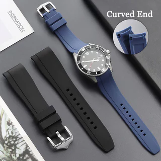 SWATCH ปลายโค้งสายนาฬิกาซิลิโคน 20 มม. 22 มม. สําหรับ โอเมก้า สําหรับ ตัวอย่าง ดวงจันทร์ สายนาฬิกายางกันน้ําผู้ชายผู้หญิงข้อมือเข็มขัดกีฬาสายรัดข้อมือสีดําสีฟ้าสีน้ําตาลส