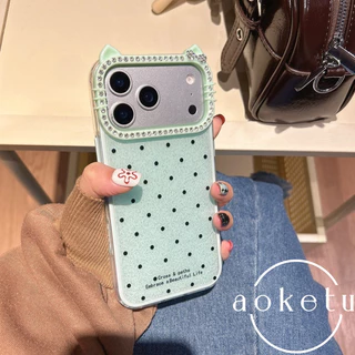 Minimalist Wave Sparkling Powder Luxury Cat Ear Water Diamond 2-in-1 Case 17 เหมาะสําหรับ iPhone 17 Pro Max Apple 17 Pro ถุงลมนิรภัย Anti Drop เคสโทรศัพท์ฝาครอบป้องกัน
