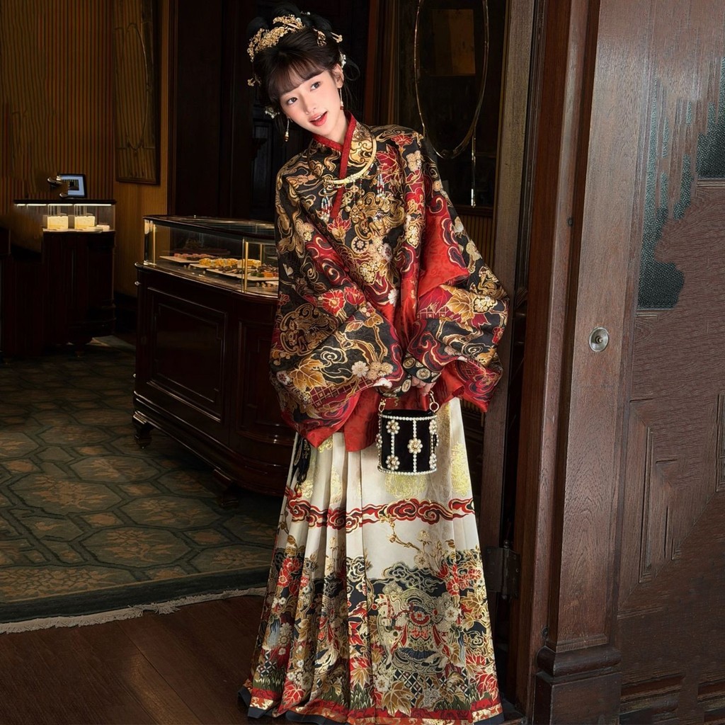 ชุดสูทแขนยาวหญิง สไตล์หน้าม้า สำหรับฤดูหนาว จากXuanma แบบHanfuสไตล์Ming S260102