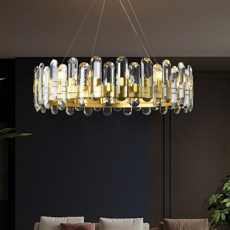 All-Copper Light Luxury Postmodern K9Crystal Chandelier Villa Model Room High-End Living Room Dining