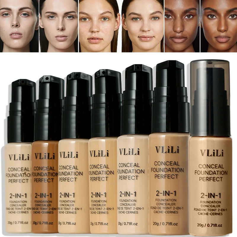 6 สี Liquid Foundation ครีม Full Coverage คอนซีลเลอร์ Matte Based แต่งหน้ากันน้ํายาวนาน Oil-control 