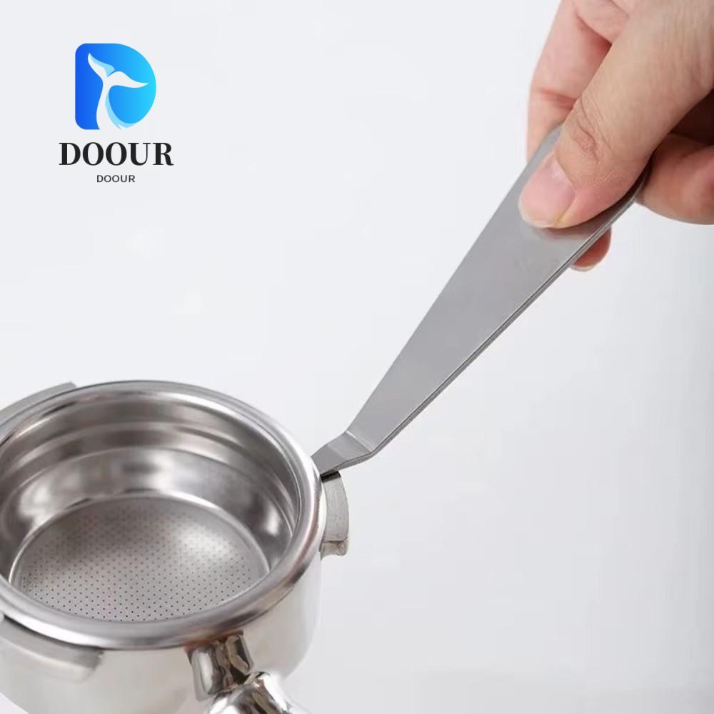 DOOUR Portafilter Basket Remover Tool, Professional ใช้เครื่องมือกรองกาแฟสแตนเลส, Solid Silver Filter Remover Espresso