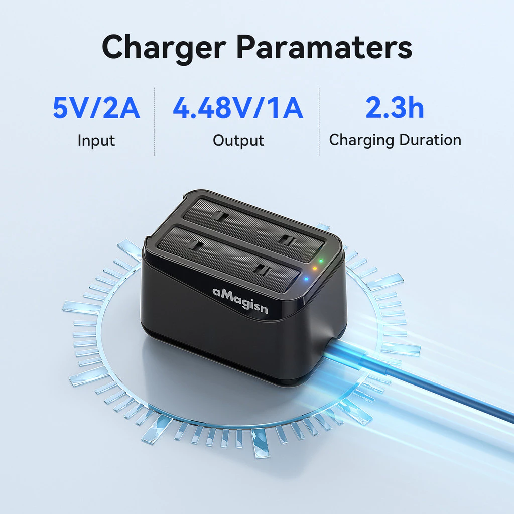 AMagisn Fast Charging Dock สําหรับ Insta360 X4 Air Battery, X4 Air Battery Storage อุปกรณ์เสริมกล้อง thumbnail 7