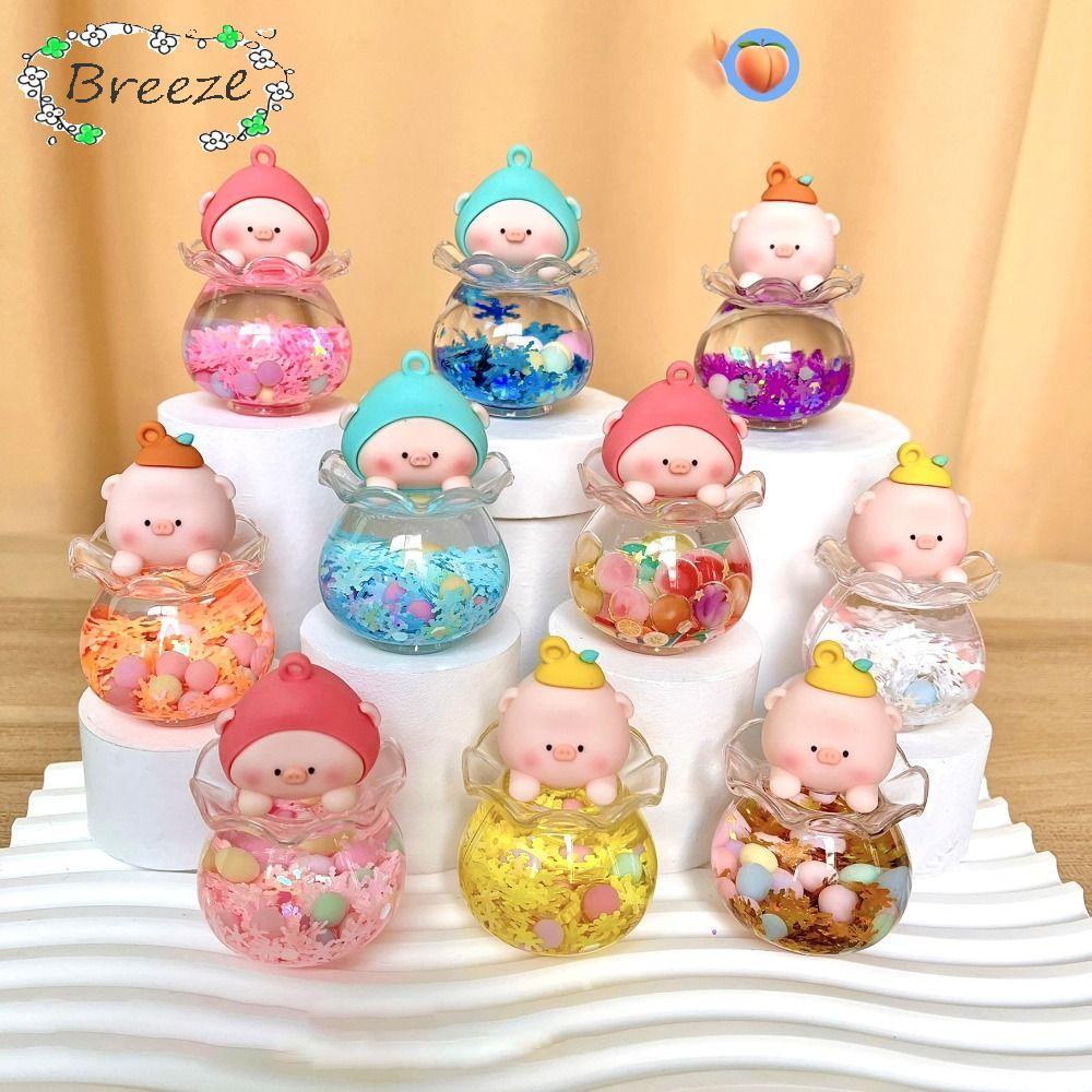 BREEZE เดสก์ท็อป Piggy เครื่องประดับ, Piggy Quicksand ขวดกระพริบ Piggy Mini ผลไม้ Piggy เครื่องประดั