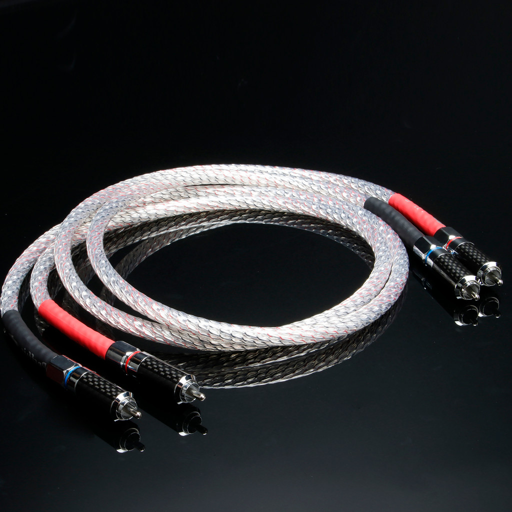 คู่สาย RCA OCC ทองแดงเงินสัญญาณ RCA เชื่อมต่อสาย Audiophile Prefair Rhodium แผ่น RCA ปลั๊กสายสัญญาณเ