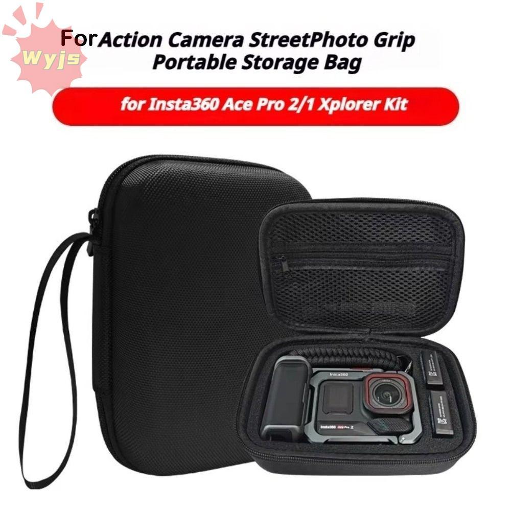 WJYS กระเป๋า, Shock Resistance EVA กระเป๋าถือ,แบบพกพาฤดูใบไม้ร่วงสําหรับ Insta360 Ace 2/1 Xplorer Gr