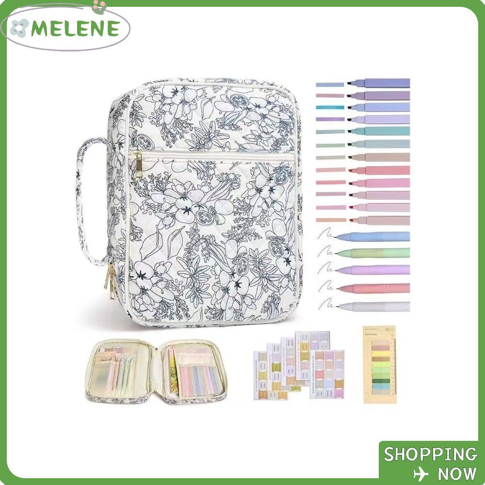 MELENE Bible Cover Bag, Zipper Pocket Floral Design Bible Cover , Handle Bible Journaling Kit Church