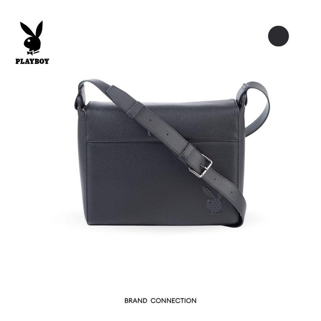 PLAYBOY รุ่น Chant Crossbody Bag กระเป๋าสะพาย รหัส ST-B261PBM342-BK ดีไซน์ปั้มนูนโลโก้ สี Graphite