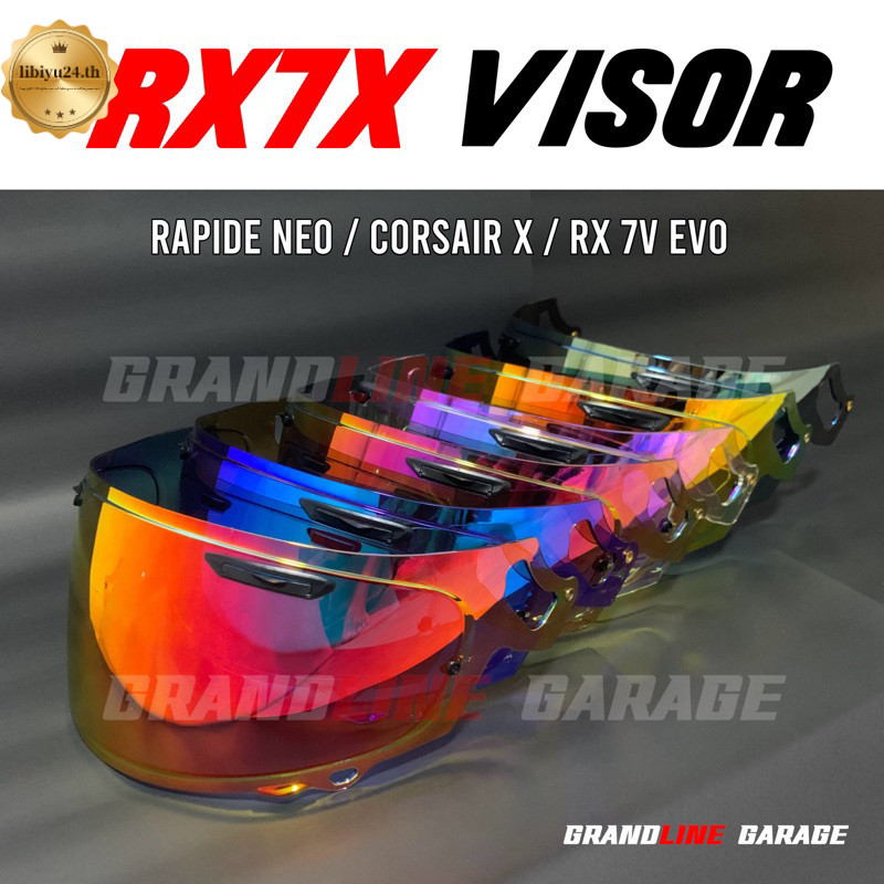 2024ใหม่RX7X Rapide Neo RX 7V Evo Corsair X Visor เลนส์ Iridium Revo สีแดงสีฟ้าเงินทองควันเข้มlibiyu24.th