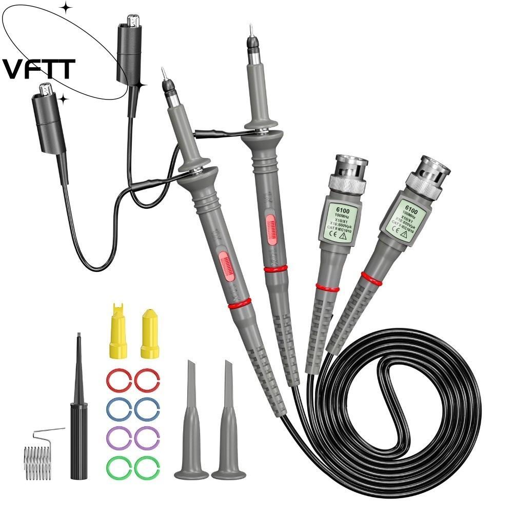 VFTT 1/2pcs Oscilloscope Probe Kit, 100MHz วัด BNC Oscilloscope Probe, สะดวก X1/X10 10:1 Probe P6100