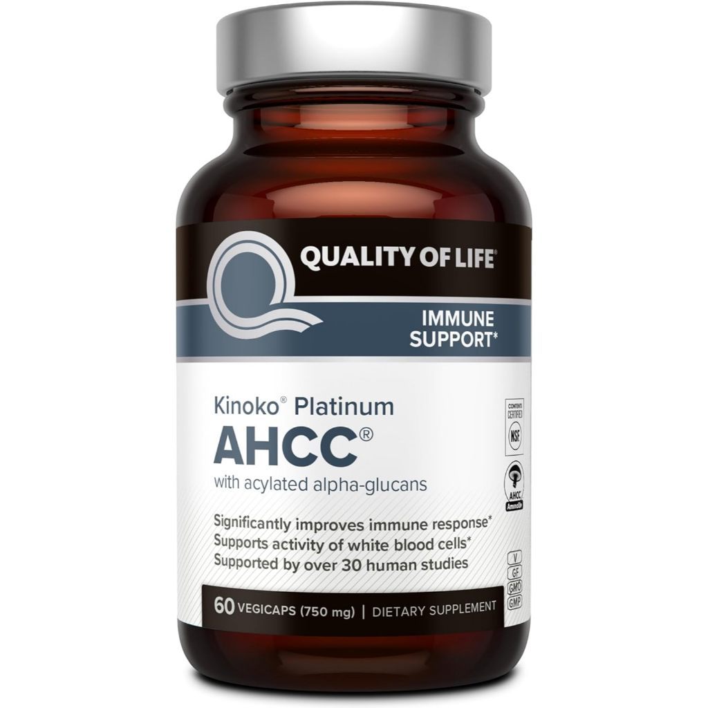 ผลิตภัณฑ์เสริมอาหารสมุนไพรคุณภาพสูง คิโนโกะ แพลตตินัม AHCC, 60 แคปซูลผัก, 750 มก. ของ AHCC ต่อแคปซูล