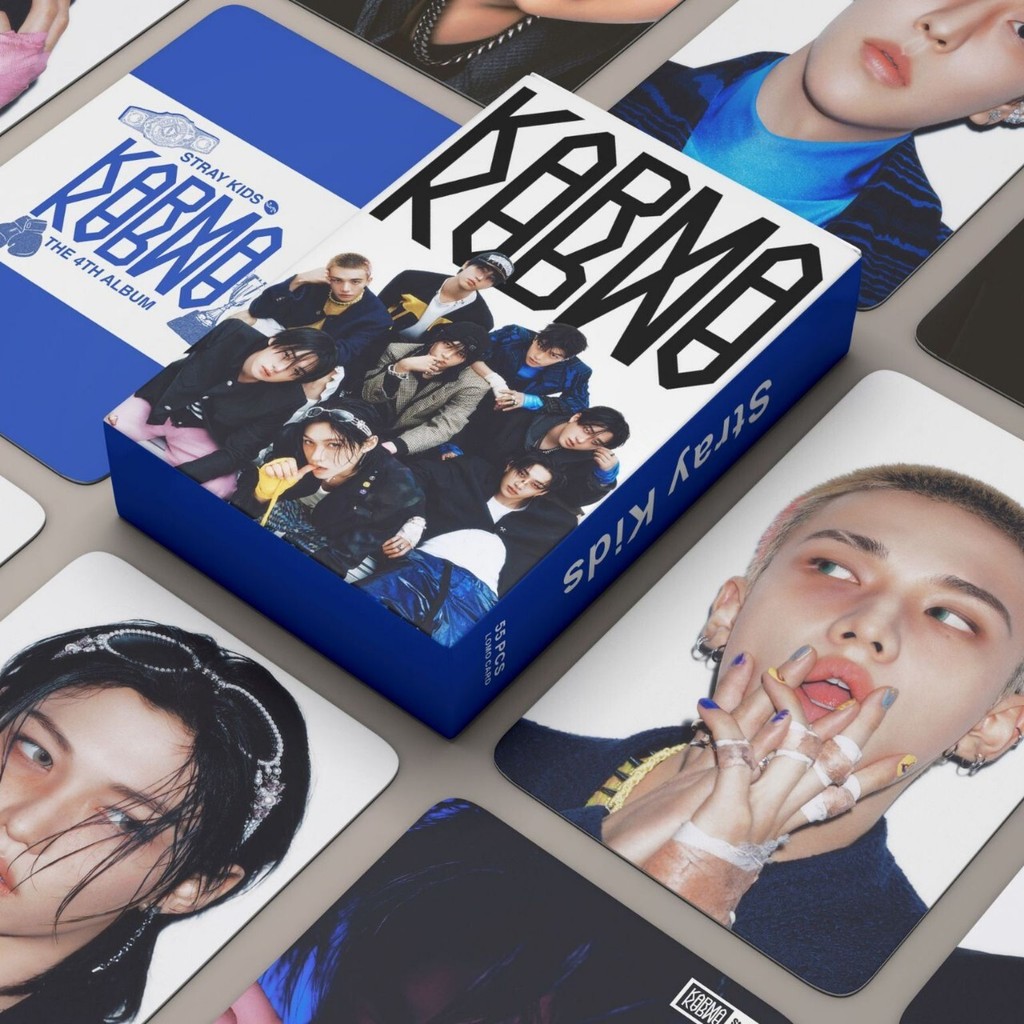 55 แผ่น Stray Kids Photocards KARMA Laser Photocards Huang Hyun Chen Lee Long Fu 4.7 MING