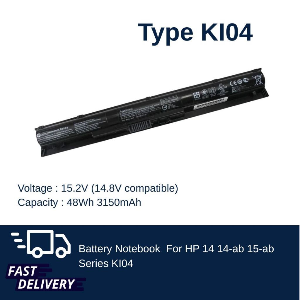 (ส่งฟรี ประกัน 1 ปี) HP Battery Notebook แบตเตอรี่ โน๊ตบุ๊ก HP 14 14-AB 15-AB 15-AK 17-G Series KI04