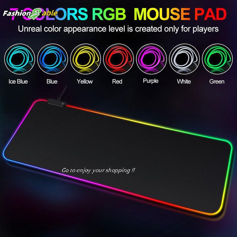 Fashion.shop03 RGB Luminous Pure Mouse Pad Thiened Mouse Pad แผ่นรองโต๊ะขนาดใหญ่เข้ารหัสลื่น Cool ขน