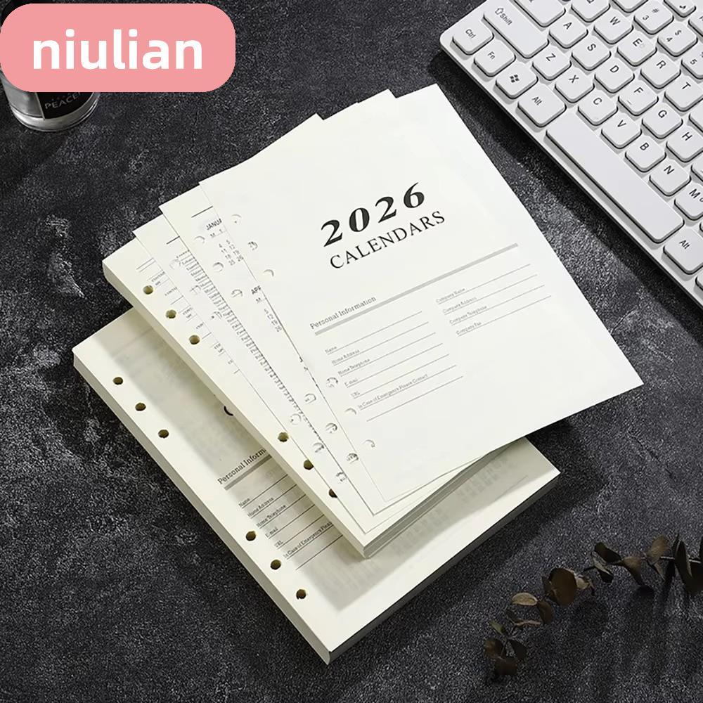 NIULIAN Binder หน้าด้านใน, แผ่น Perforated Loose Leaf A5 Notebook, Daily Planner Refill Page 365 วัน