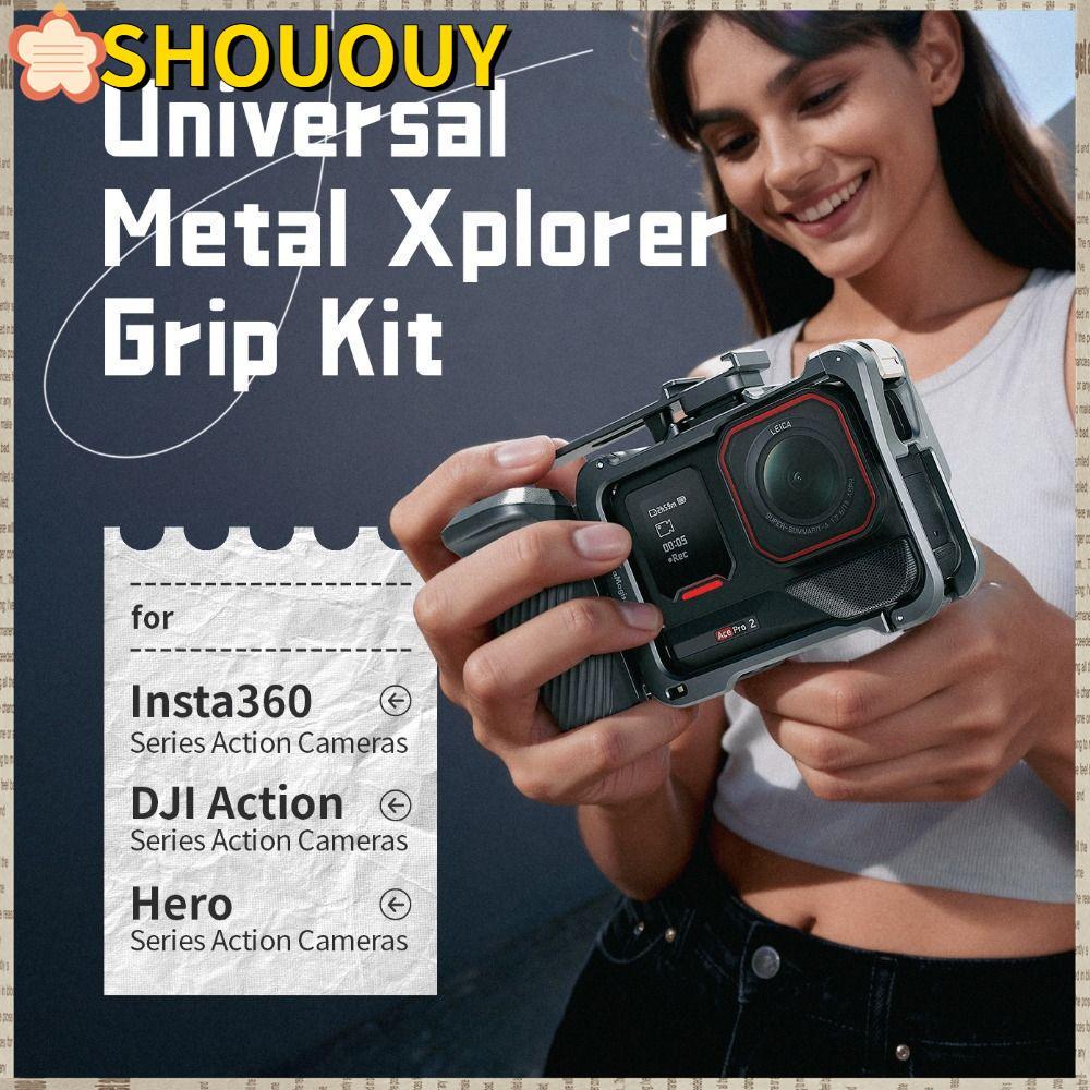 SHOUUY Xplorer Grip Kit Handle, อลูมิเนียมปุ่มชัตเตอร์ Street Grip Vlog Holder, ปรับกล้องขยายอะแดปเต