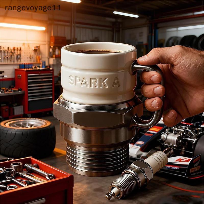 [Range11] แก้วหัวเทียนแก้วกาแฟถ้วยสําหรับคนรักรถแก้วกาแฟธีมยานยนต์สําหรับผู้ที่ชื่นชอบรถ Mechanics &