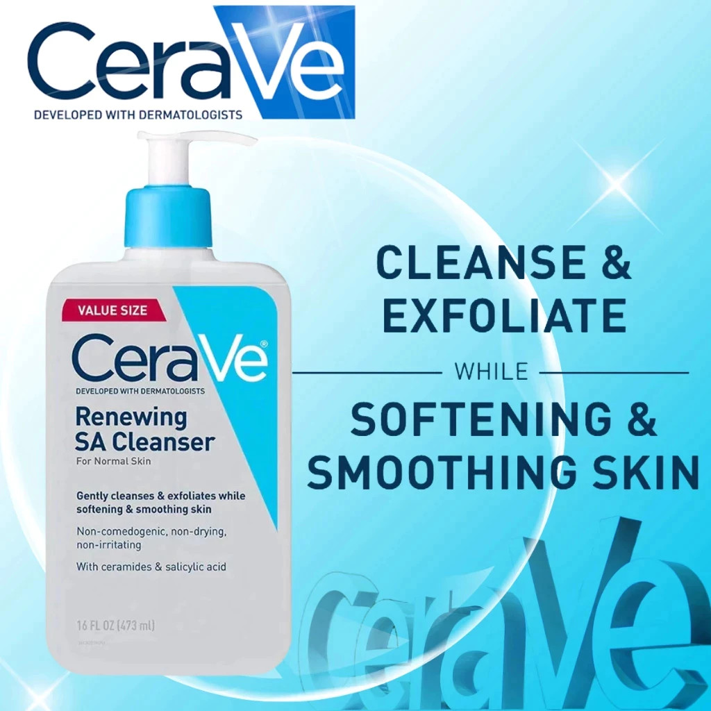 CeraVe Renewing SA Face Cleanser 8oz คลีนซิ่งสําหรับผิวแพ้ง่าย 237ml
