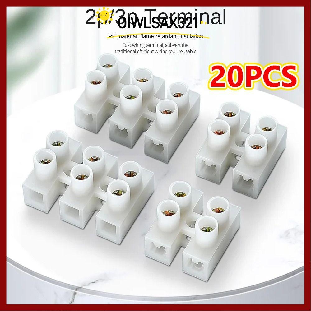 OIWLSAX321 20 ชิ้น LED Light Terminal Block, 10A 2 ใน 2 ออก 3 ใน 3 ออกขั้วต่อสายไฟ, 2 P/3 P สกรูพลาสติกสายเชื่อมต่อตกแต่งแสง