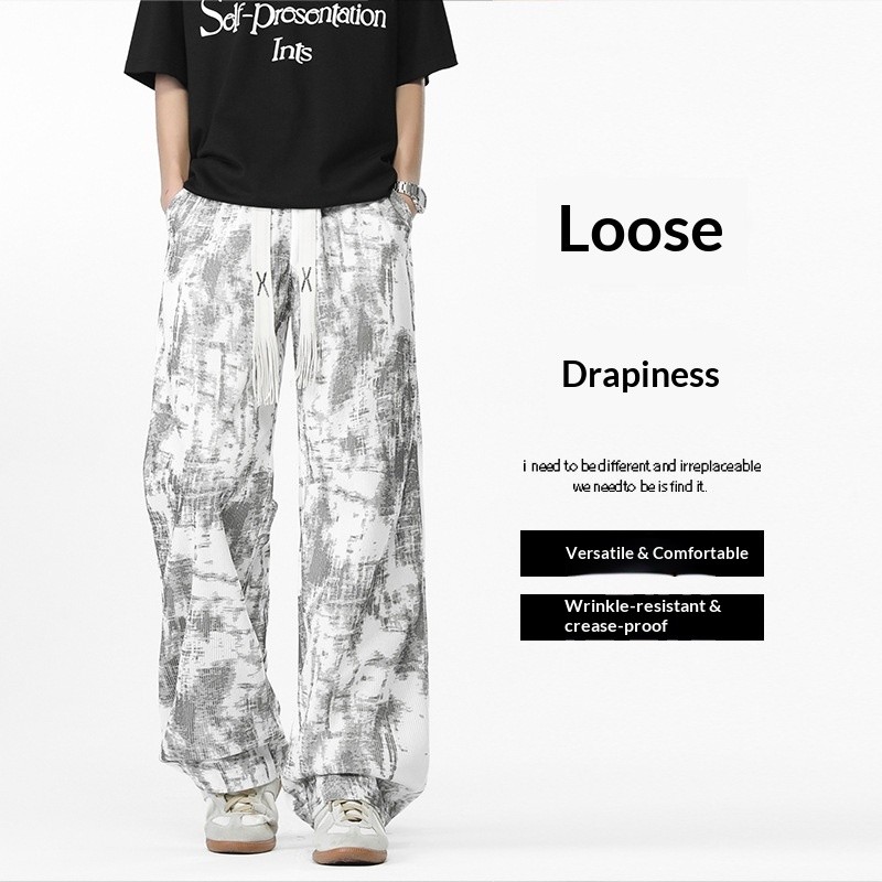 กางเกงผู้ชายลายนํ้าเงิน Tie-Dye สไตล์วัยรุ่น สบายๆ ในสไตล์ High Street สำหรับสวมใส่องานยามว่างหรือออกกำลังกาย