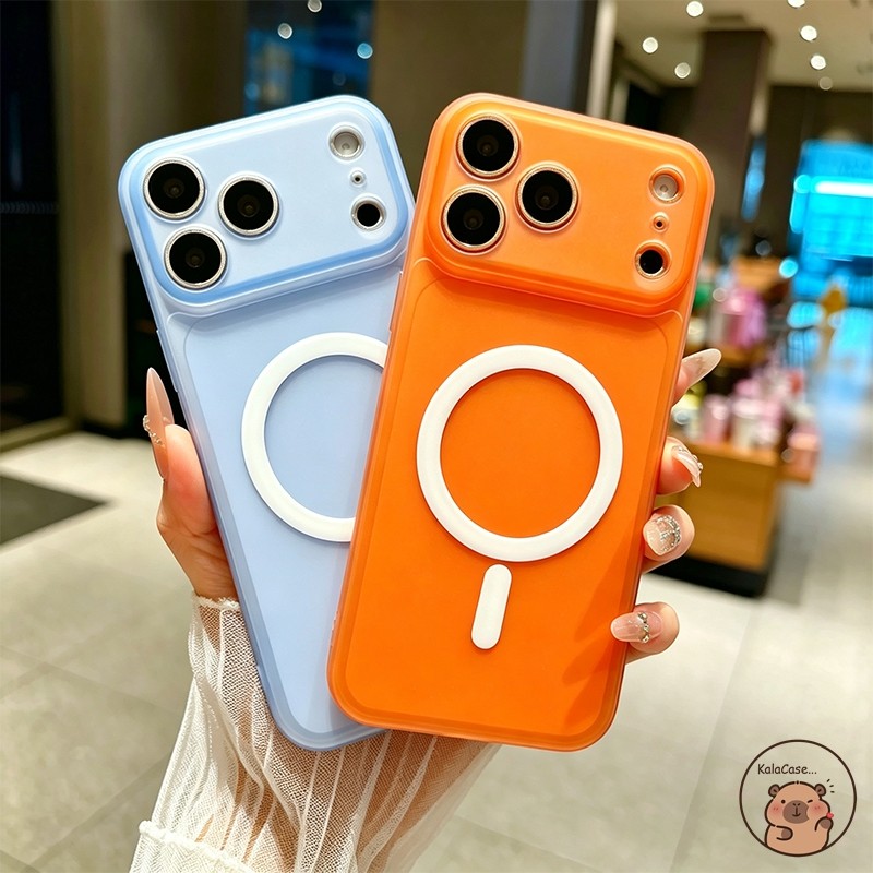 สําหรับRealme Narzo N63 N61 N55 N53 60X 50 30A 20 20A 10 10A Q5i P1 Pro 5G 4Gเคสโทรศัพท์สีส้มแม่เหล็