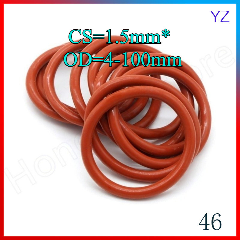 โอริงซิลิโคน VMQ สีแดง CS1.5 มม.* OD4-100 มม.แหวนกันน้ําทนอุณหภูมิสูงปิดผนึกส่วนประกอบHN-MB-1