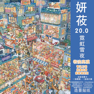 Idako [YY20.0 Series] สติ๊กเกอร์ภูมิทัศน์ 5 ชิ้น Street View น้ํามันพิเศษขนาดใหญ่ Neon Snow Night Street Shop SS888