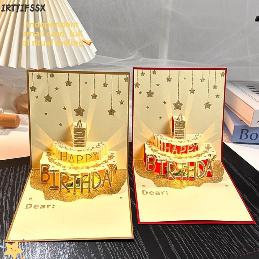 IRTJIFSSX การ์ดเค้กวันเกิด,พร้อมการ์ดวันเกิดประเภทพับดนตรี,พร้อมซองจดหมายแสงป๊อปอัพการ์ดอวยพรอุปกรณ์งานเลี้ยงวันเกิด