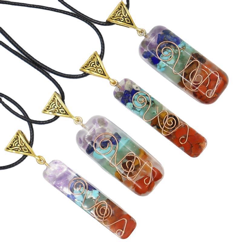 Versatile Resin Necklace with Crushed Stone7Sweater hot sale natural color series5ya Pendant B0X8