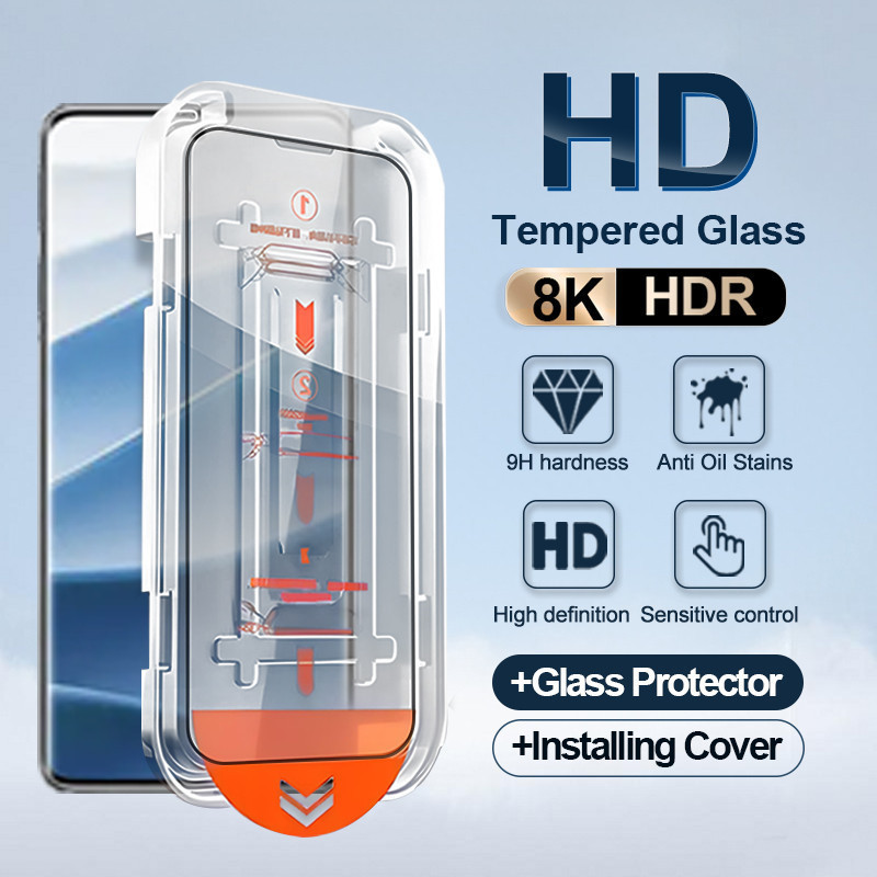 Redmiหมายเหตุ15 Pro Plusกระจกนิรภัยเต็มรูปแบบสําหรับXiaomi Redmiหมายเหตุ15 14 Pro Plus POCO M8 M7 M6 F8 F7 Ultra X7 X8 Pro Maxหนึ่งคลิกฝุ่นฟรีHDป้องกันหน้าจอฟิล์มแก้ว