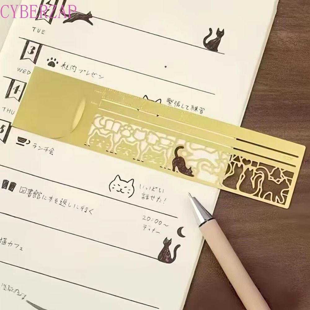 CYBERZAP Cat Pattern Ruler, Double-Sided Stationery Tool Cat Template Ruler, School Supplies Kawaii 