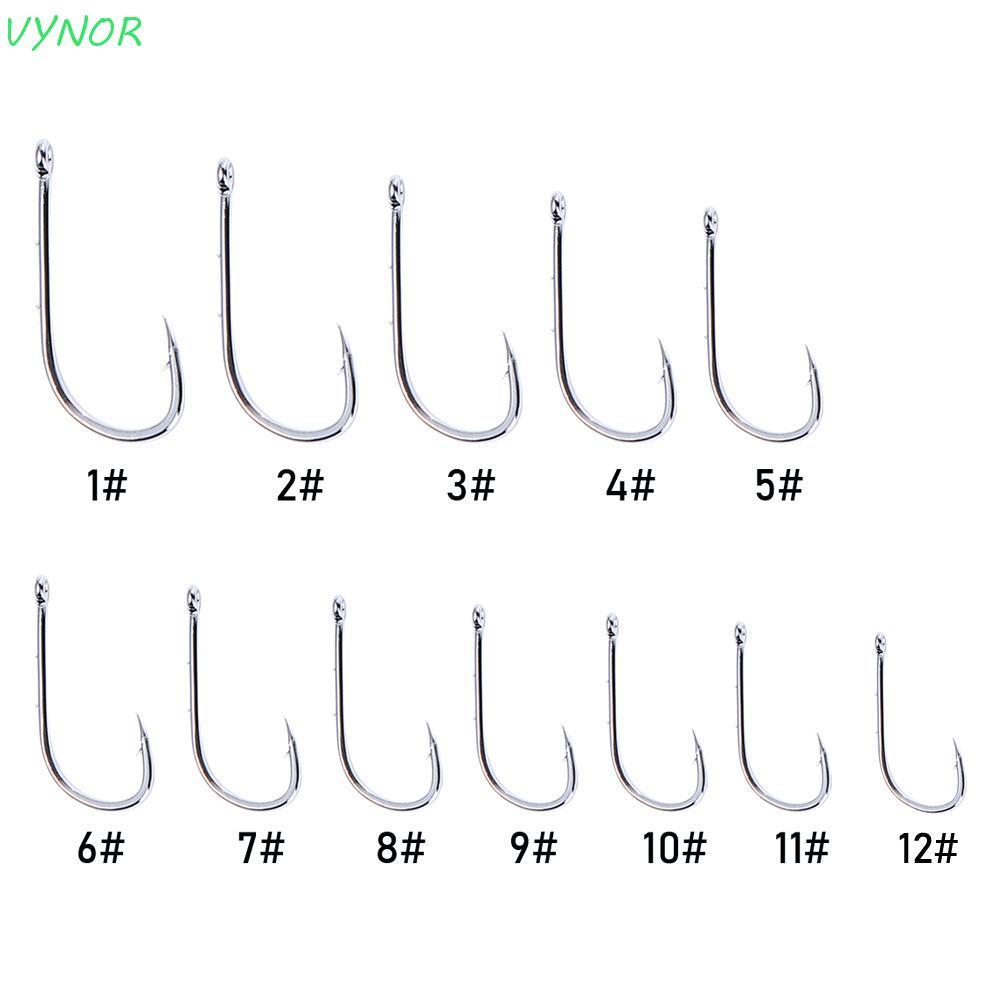 VYNOR 100 PCS ยาว Shank ตะขอตกปลาวงกลมเดี่ยวตะขอเหล็กคาร์บอนสูง Sharp Fly Fishing Hook คู่กลับ Barbed Anti-rust Barbed ปลาhook