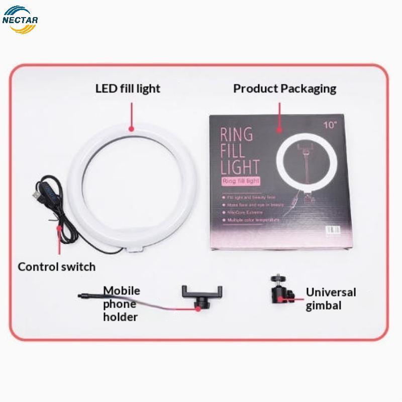 TAR 1 ชุดหรี่แสงได้ LED โคมไฟการถ่ายภาพ Ringlight 26 ซม.LED Selfie แหวนสําหรับโทรศัพท์วิดีโอ Live เติมโคมไฟ Photo Studio แหวน N