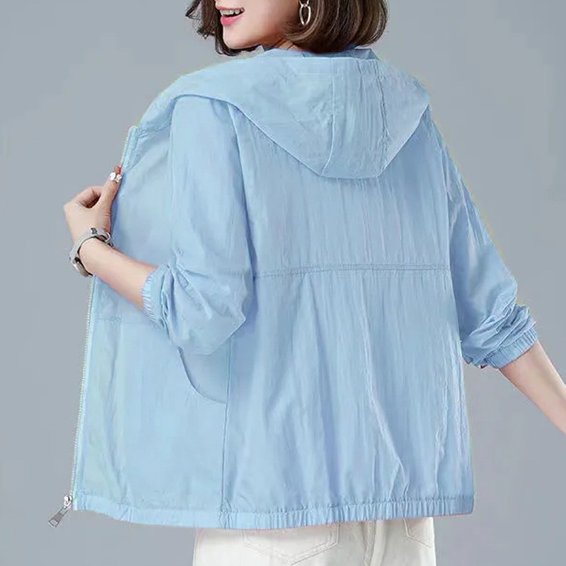 < พร้อมสต็อก คําสั่ง > M-4XL ครีมกันแดดเสื้อผ้าสุภาพสตรีฤดูร้อนสไตล์ใหม่แม่กลางอายุผู้สูงอายุกลางแจ้งระบายอากาศแขนยาวบางแจ็คเก็ต ราคา ถูกที่สุด ดีลบีเคเค แกลเลอรีภาพที่ 2
